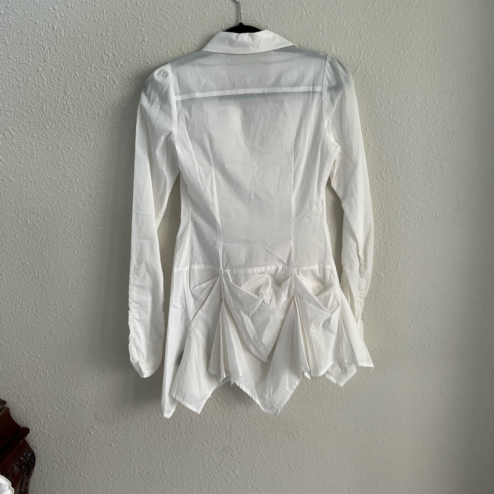 White Button Down Long Sleeve Double Zero Size: S… - image 2